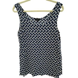 Banana Republic Black Blue Geometric Sleeveless Blouse Size Small